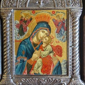 Sterling and Gold Byzantine Mary and Child Icon